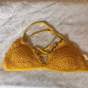 Mustard yellow bikini crochet top